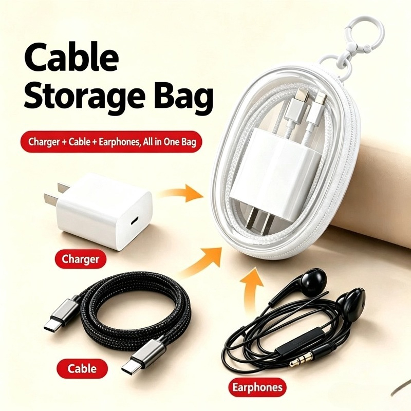 Cable Organizer Travel - Портативная водонепроницаемая сумка для хранения кабелей