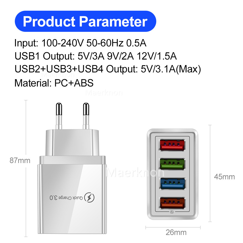 Travel Accessories Iphone - Зарядное устройство с 4 USB-портами для